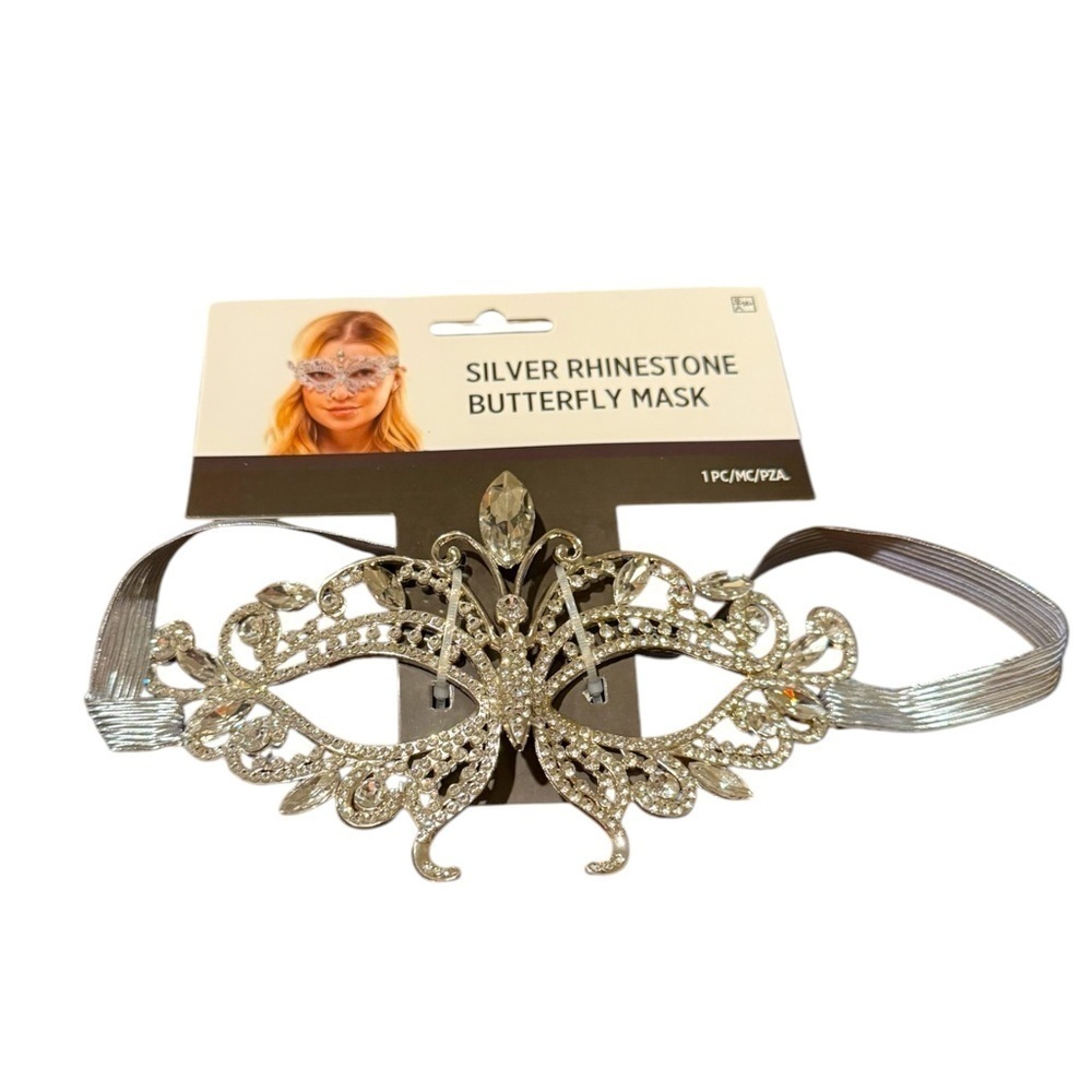 Women's Butterfly Masquerade Mask Bridgerton Silver Black Halloween Costume New